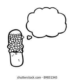 medical capsule tablet cartoon character with thought bubble