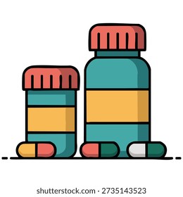 Ilustración vectorial aislada del icono del Vector plano de las tabletas de la cápsula médica en el fondo blanco