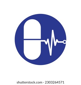 Medical capsule vector logo template. This design use capsule and pulse symbol.