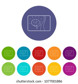 Medical card of brain icons color set vector for any web design on white background