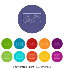 Medical card chronic diseases icons color set vector for any web design on white background