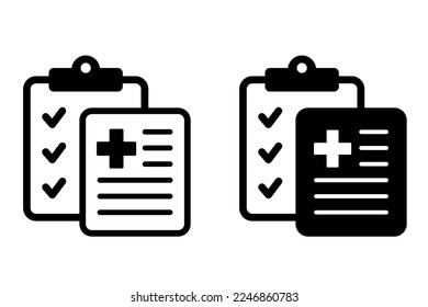 Medical card icon. Medical insurance sign. Medical record. Medical diagnosis. Health care diagnosis clipboard icon.