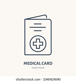 Medical card vector flat line icon. Insurance brochure sign.