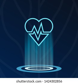 Medical cardio heart hologram icon.