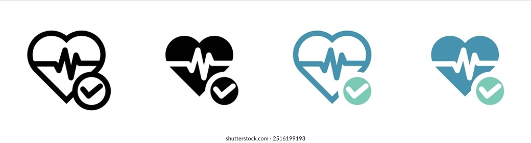 Medical cardiogram icon illustration set.