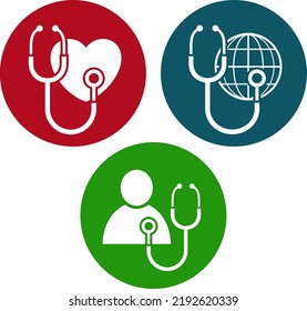 Medical cardiology items. World universal healthcare symbols. Vector icons isolated