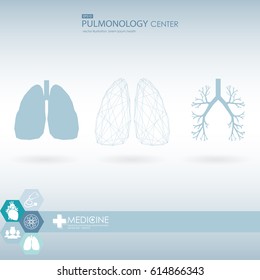 Medical care background with human heart and lungs. Medical clinic logo.