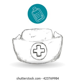 Medical care concept. Nurse icon. White background