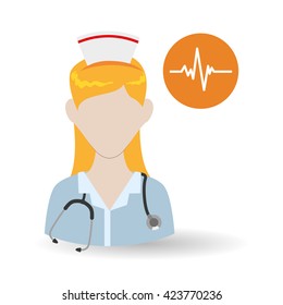 Medical care concept. Nurse icon. White background