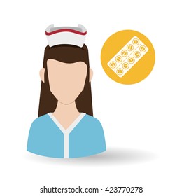 Medical care concept. Nurse icon. White background