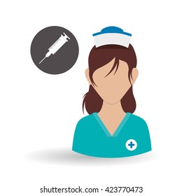 Medical care concept. Nurse icon. White background