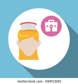 Medical care concept. Nurse icon. White background , vector