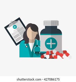 Medical care design. Health care icon. Colorful illustration