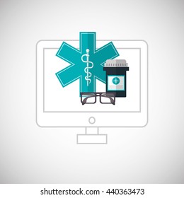 Medical care design. Health care icon. Colorfull illustration, v