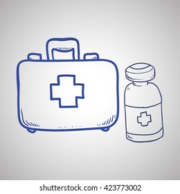 Medical care design. sketch  icon. Flat illustration