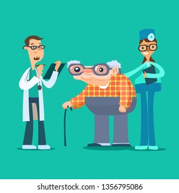 Medical care for the elderly . vector image