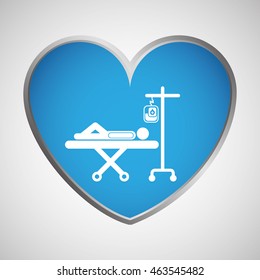 medical care icon in heart shape , vector illustration