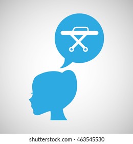 medical care icon, human head symbol, vector illustration