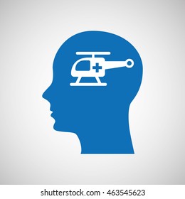 medical care icon, human head symbol, vector illustration