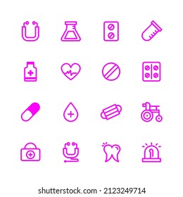 Medical care icon pack. Hospital, care and medicine outline vector icon