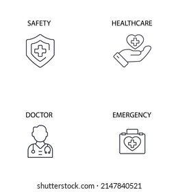 íconos de atención médica establecidos. símbolo del paquete de atención médica elementos vectoriales para web infográfica