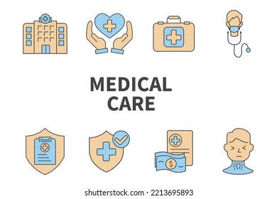 medical care icons set . medical care pack symbol vector elements for infographic web