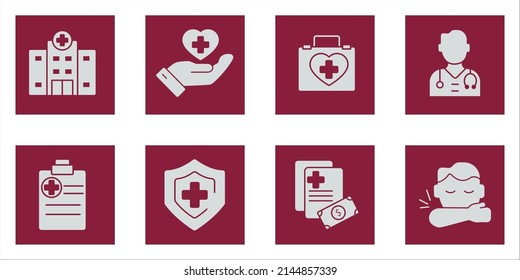 medical care icons set . medical care symbol vector elements for infographic web