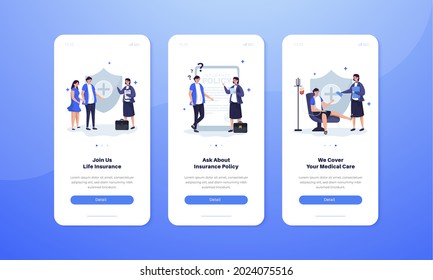 Medical care insurance illustration on user interface screen concept
