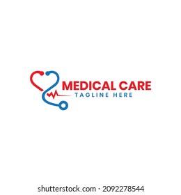 medical care logo design free vector stock design template