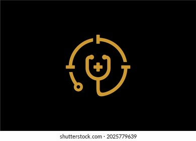 Medical care logo design. Hello doctor abstract vector. Bubble chat and stethoscope icon symbol.