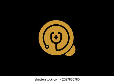 Medical care logo design. Hello doctor abstract vector. Bubble chat and stethoscope icon symbol.