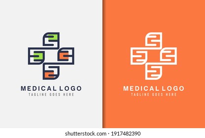 Medical Care Logo Design Made from Modern Geometric Lines. Flat Vector Logo Illustration.