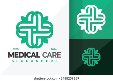 Medical Care Nature Leaf Logo design vector symbol icon illustration