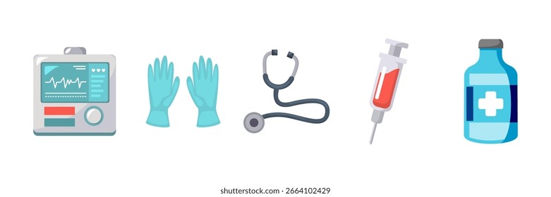 Icono del tema del cuidado médico, Ilustración vectorial plana del diseño en el fondo blanco. Ilustración vectorial que simboliza los servicios de atención médica, el tratamiento del paciente y la asistencia hospitalaria.