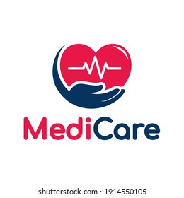 Medical care vector logo template. This design use love and pulse symbol. Suitable for health.