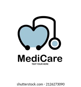 Medical care vector logo template. This design use love or heart symbol. Suitable for health