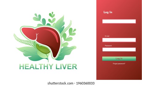 Medical care website login page internal organs liver information, web registration form design