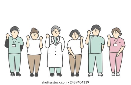 Medical care worker illustration set