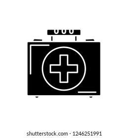 Medical case black icon, vector sign on isolated background. Medical case concept symbol, illustration 
