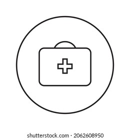 Medizinische Kiste Erste Hilfe Kreuz Vektor. Schwarz-Weiß. Weißer Hintergrund. Eine Zeichnung.