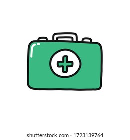icono del doodle de caja médica, ilustración vectorial