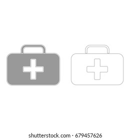 Medical case grey set  icon .