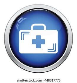 Medical case icon. Glossy button design. Vector illustration.