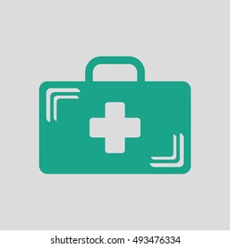 Medical case icon. Gray background with green. Vector illustration.