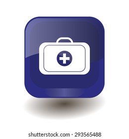 medical case icon on dark blue button