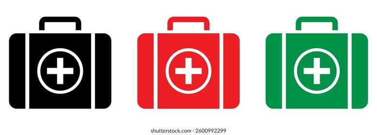 Medical case line icon. A simple vector first aid kit symbol representing healthcare and medical services.