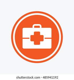 Medical case sign icon. Doctor symbol. Graphic design element. Flat medical case symbol on the round button. Vector