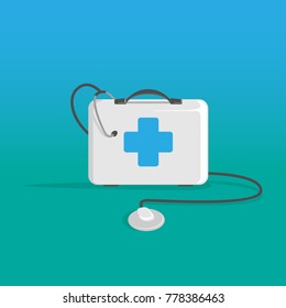 A medical case with stethoscope. Vector illustration.