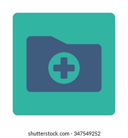 Medical Catalog vector icon. Style is flat rounded square button, cobalt and cyan colors, white background.