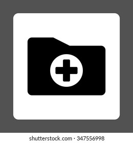 Medical Catalog vector icon. Style is flat rounded square button, black and white colors, gray background.